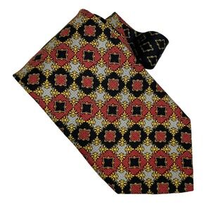 Gianni‎ Versace Men's Vintage Silk Necktie Geometric Squares Designer